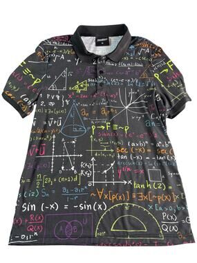 Fresh Hoods Math Polo Shirt Mens Med Black Equations STEM Teacher Novelty Golf